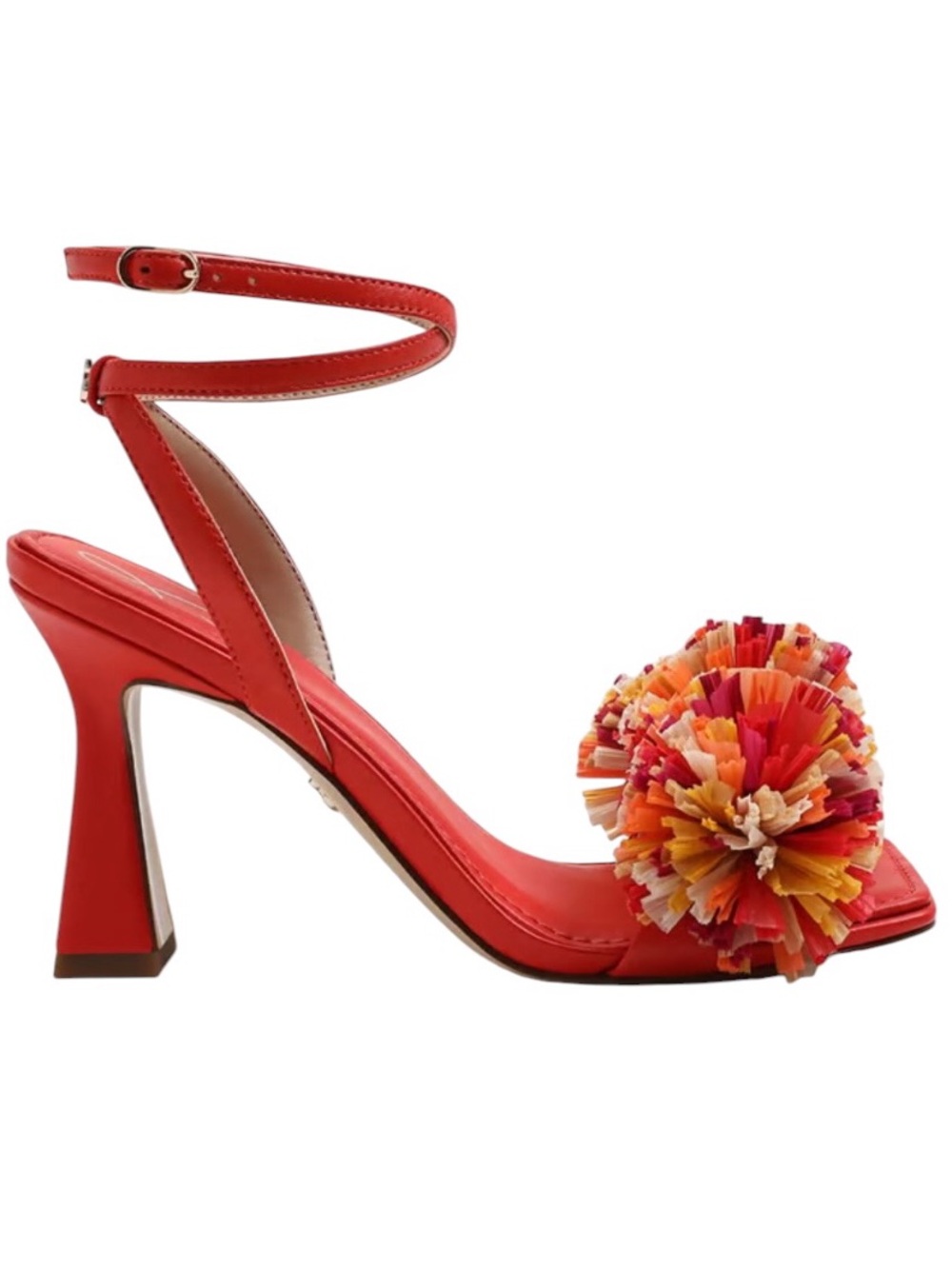 Sam Edelman Clare Ankle Strap Sandals Heels Multicolor Pom Pom Size 10 NWOT